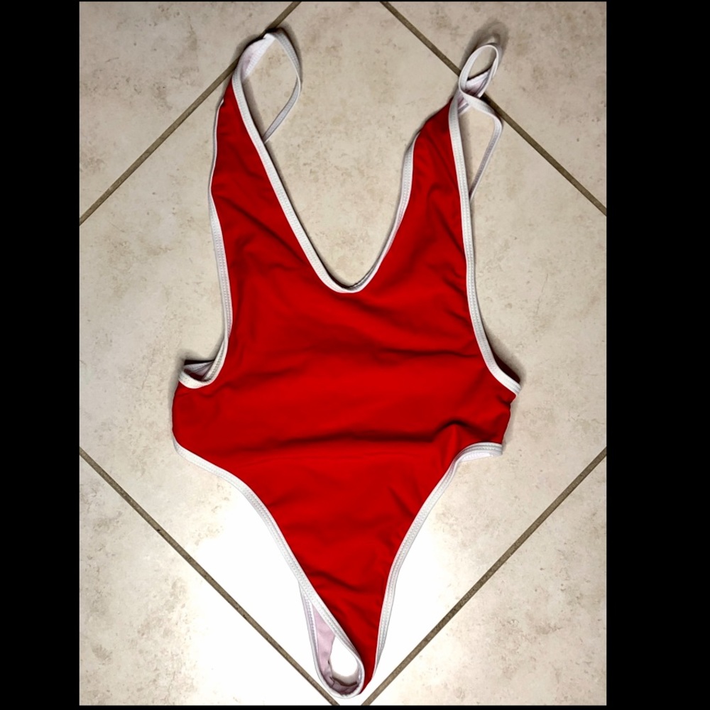 Red one piece swimsuit